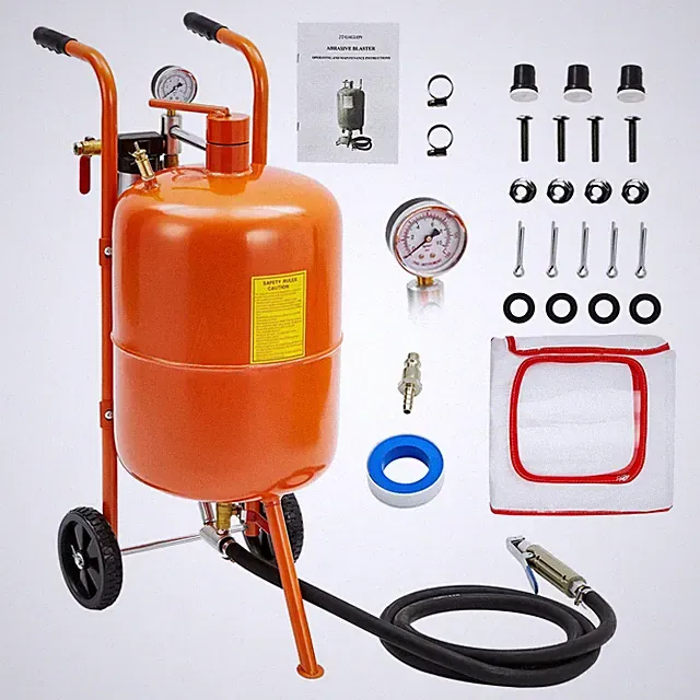 10 Gallon Sandblaster, 60-110 Psi Pressure Air Sand Blasting Kit, Portable Ab...