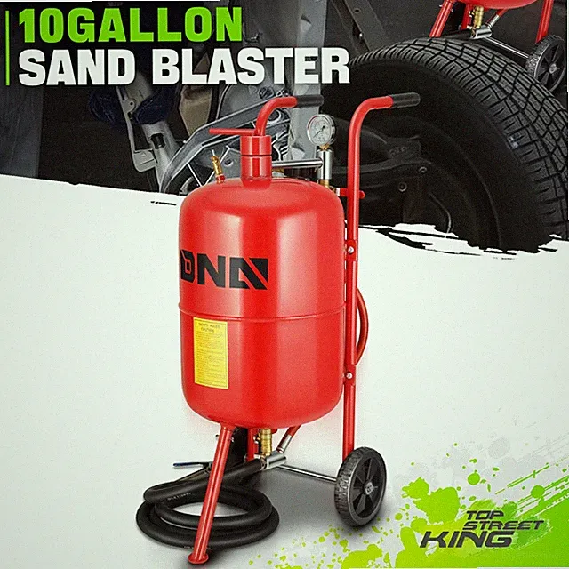60-110psi 10 Gallon Protable Blast Tank Sand Blaster Air Compressors w/ Wheels