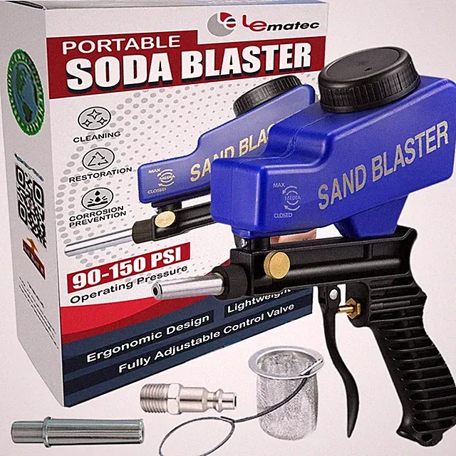 LE LEMATEC Soda Blaster/Sand Blaster Gun Kit for Air Compressor; Pneumatic La...